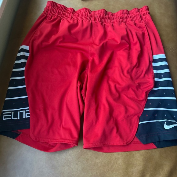 Nike‎ Elite Basketball Shorts Dri-FIT Athletic Red Black Stripe Mens M - Picture 1 of 6